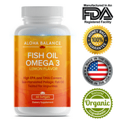 Fish Oil - Omega 3 with Lemon Flavor - High EPA & DHA Content by Aloha Balance