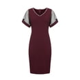 thumbnail image 4 of Womens Casual Solid Lace Short Sleeve Hot Drilling V Neck Party Dress Summer Boho Floral Formal Sundresses Wedding Guest Prom Bodycon Cocktail Dresses A68-30647, 4 of 8