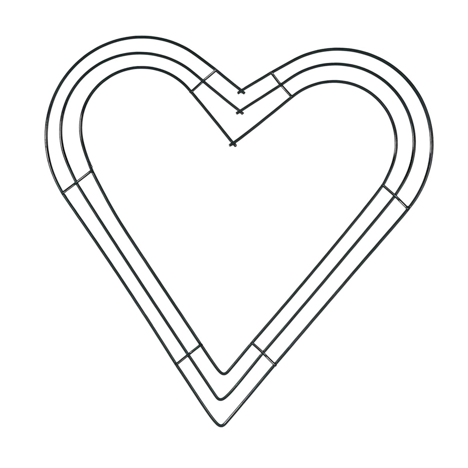 Heart Shaped Wire Wreath Frame Wreath Form Hanging Decorative Iron Wreath Garland Rings for Backyard Background Garden Party Black 25cm