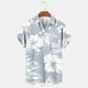 thumbnail image 5 of Blusa y camisa de manga corta con cuello vuelto para hombre, informal, a la moda, con estampado de bolsillo y botones, de poliéster., 5 of 6