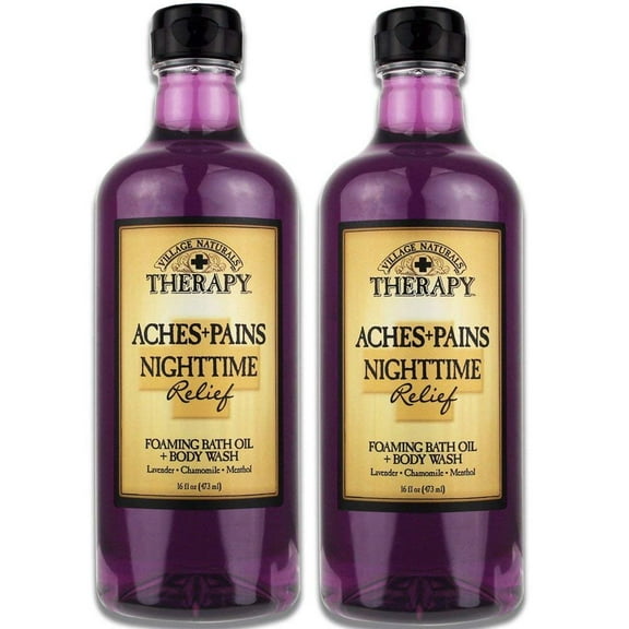 Village Naturals Aches and Pains Nighttime Relief Foaming Bath Oil and Body Wash 16 oz. 2 pack