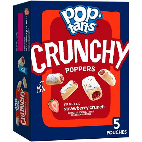 Pop-Tarts Crunchy Poppers Crunchy Filled Snack Pieces, Kids Snacks, On-The-Go Snacks, Frosted Strawberry Crunch, 5Oz Box (5 Pouches)