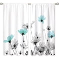 thumbnail image 5 of Farmhouse Teal Grey Floral Daisy Window Curtains Blue Rustic Flower Turquoise Plant Wildflower Farmhouse Curtain Drapes Herb Curtains for Bedroom Living Room Treatment 2 Panels 42Wx63H Inch, 5 of 6