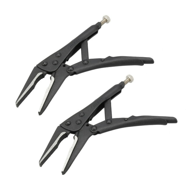 Unique Bargains Long Nose Locking Pliers, High Carbon Steel 7inch Adjustable Pliers Black 2Pcs