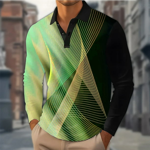 Ceisia Men's Casual Long Sleeve Gift Shirt With Printed Short Sleeve Collar Top