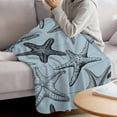 thumbnail image 3 of Teal Blue Starfish Blanket Soft Cozy Warm Throw Blanket for Couch, Plush Fuzzy Flannel Fleece Blankets for Sofa, Coastal Ocean Summer Sea Nautical Bed Blankets Lightweight Gifts for Women, 40"x60", 3 of 9