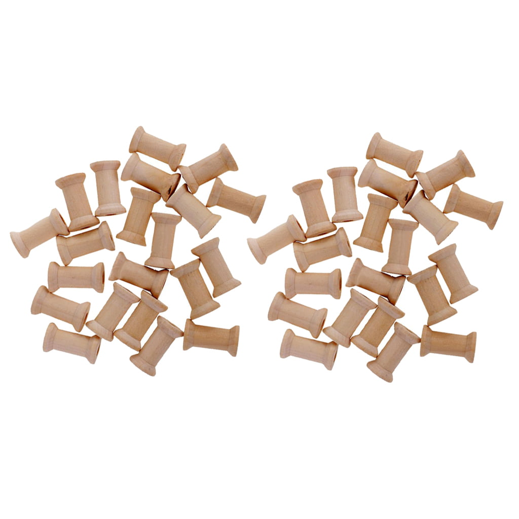 100Pcs Blank Wooden Empty Spools for Wire Thread Bobbins Cords Coils DIY 