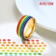 thumbnail image 1 of OUSITAID Stainless Steel Enamel Rainbow LGBT Ring Lesbian Gay Ring, 1 of 6