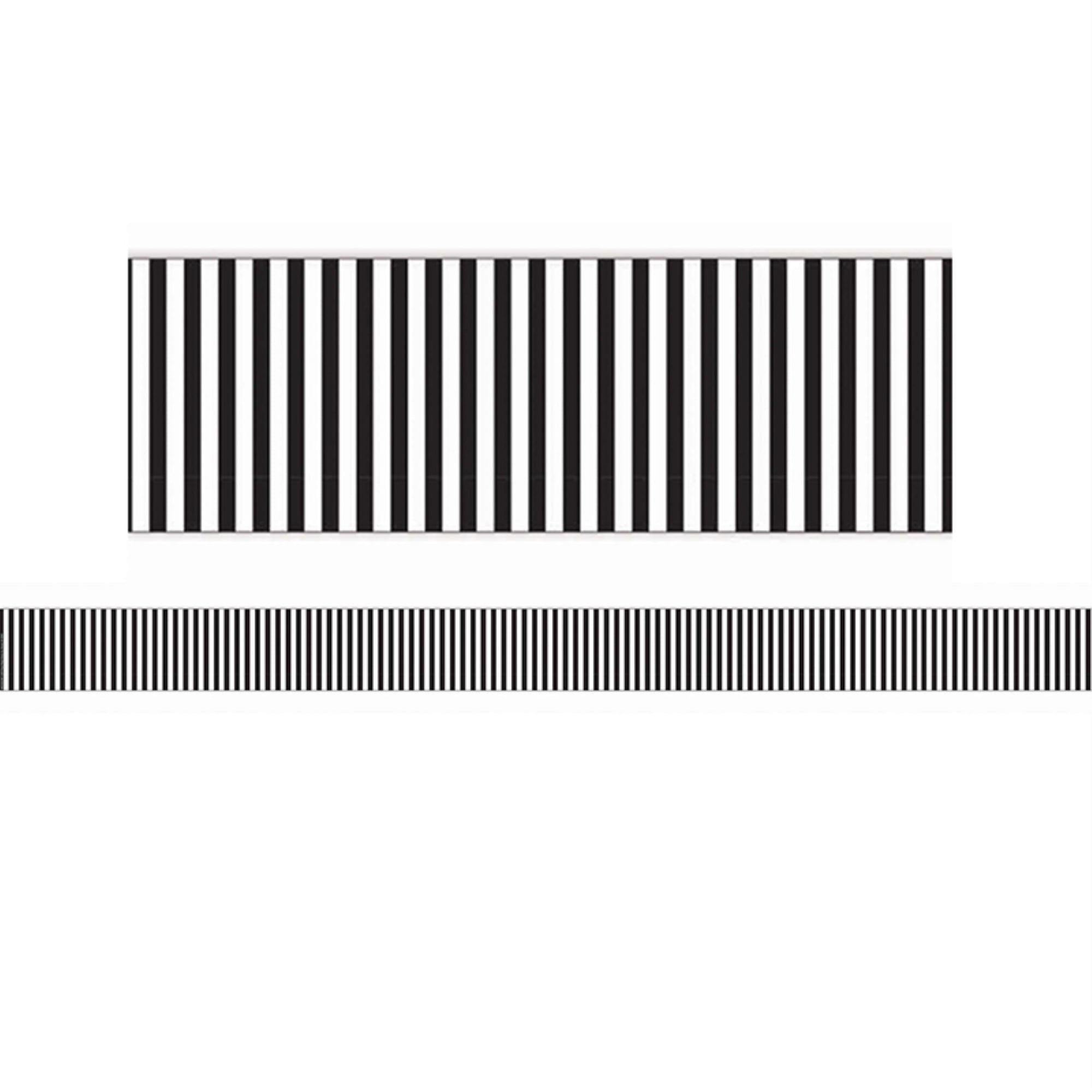 Eureka EU-845322 Simply Sassy Black & White Stripe Wide Diecut Deco Trim