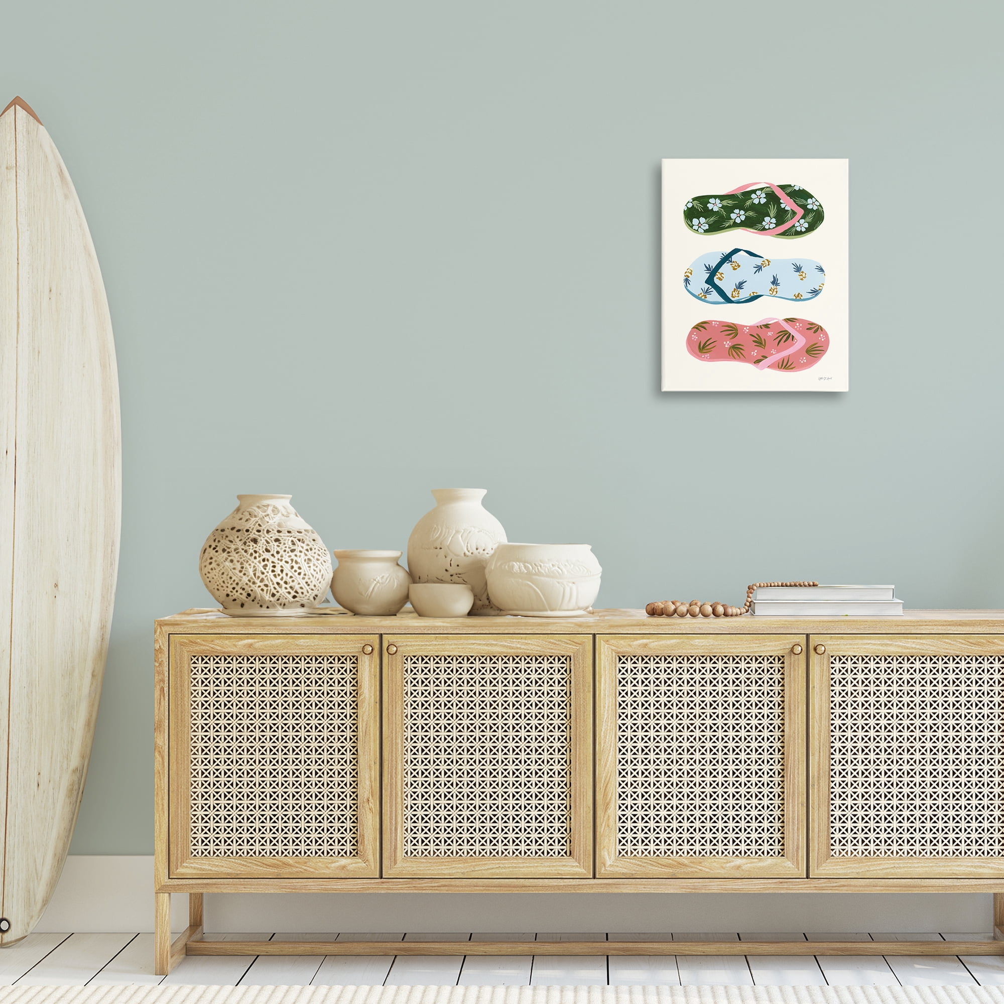 Stupell Industries Tropical Flip Flops Nautical & Beach Painting Wrapped Canvas Art Print Wall Art, 16 x 20