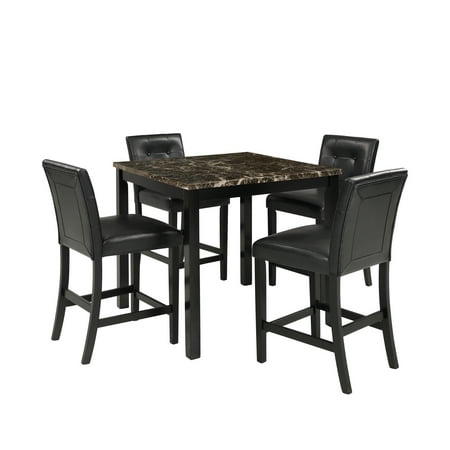Harper & Bright Designs 5 Piece Counter Height Dining Set With Faux Marble Table Top, Multiple 