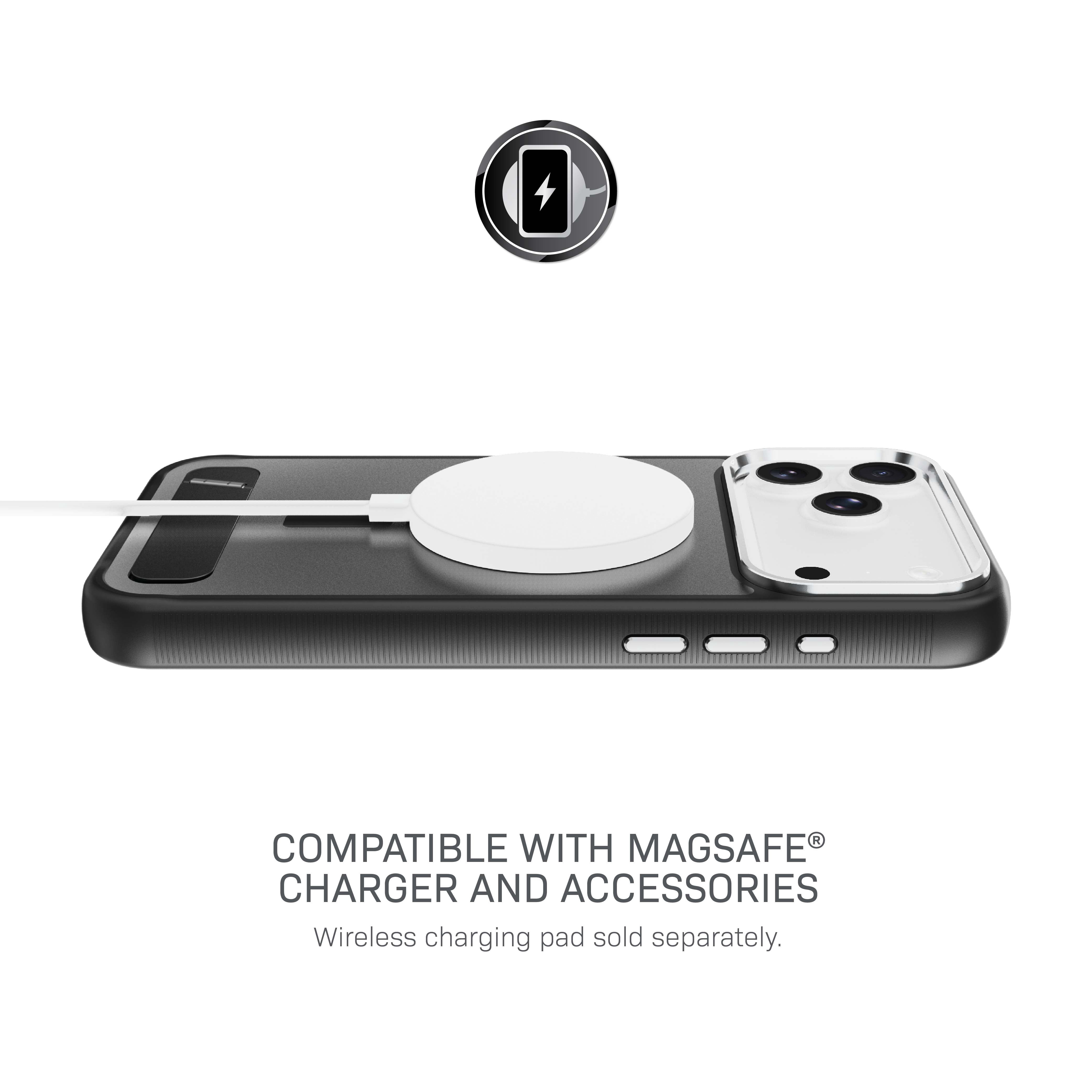 Body Glove Reflector Phone Case with Kickstand for iPhone 18 Pro / 17 Pro, MagSafe Compatible - Metallic Black