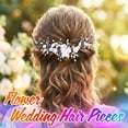 thumbnail image 4 of Flower Hair Vine Pearl Bridal Headpieces Wedding Hair Accessories Silver Prom Hair Accessories for Brides and Women, 4 of 4