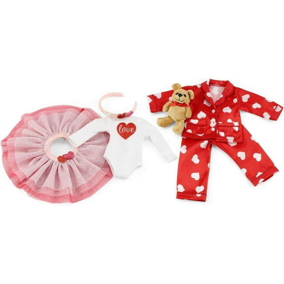 Emily Rose 14-Inch Doll Clothes PJs and Tutu 6-PC Clothing and Accessories Bundle