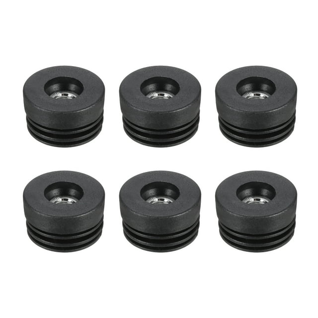 Unique Bargains 6 Pcs Inserts pour Tubes Ronds avec Filetage M10, pour Tube Rond 38mm/1.5 Pieds OD, Insert de Roulette en Plastique Noir Rond