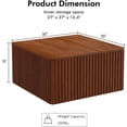 thumbnail image 2 of Fluted Square Coffee Table with Storage Large Wood Center Table with Solid Wood Veneer Top Mid Century Modern Low Coffee Table for Living Room, Rustic Brown, 2 of 8