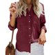 thumbnail image 2 of Blusa con cuello en V y cierre de botones, blusa de manga larga para mujer, camisa con cuello vuelto, blusas con cuello vuelto, máxima comodidad, 2 of 6