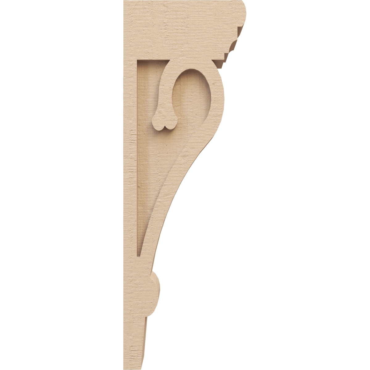 3"W x 6"D x 18"H Thin Mayflower Rough Cedar Woodgrain TimberThane Corbel, Primed Tan