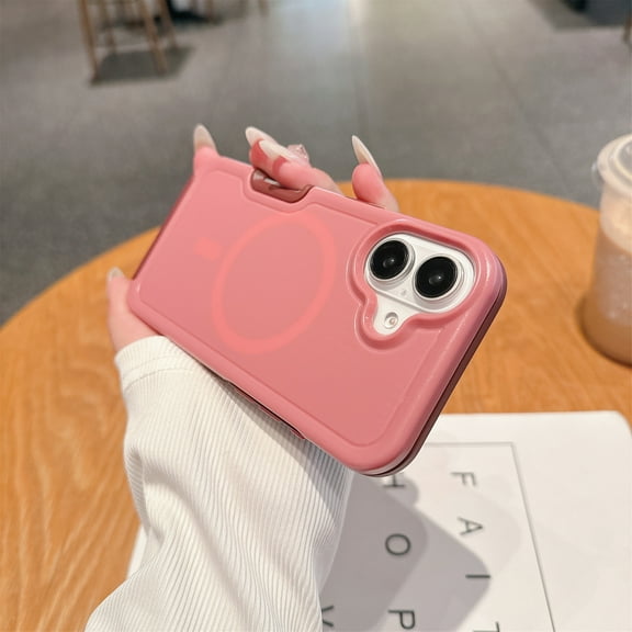 Allytechgroup Magnetic Case for Apple iPhone 16, Compatible with Magsafe Drop Proof Rugged Heavy Duty Protective Phone Case for iPhone 16, Darkpink