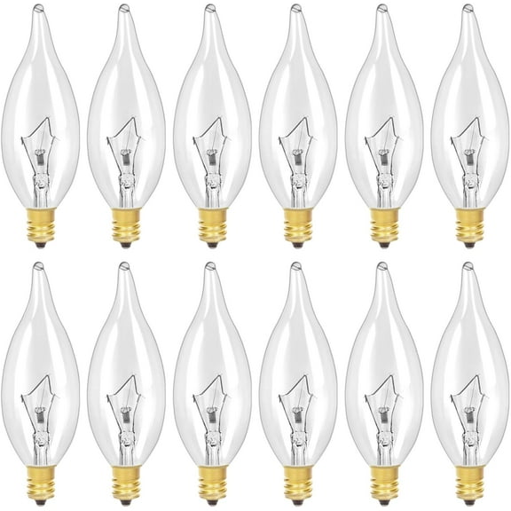 12-Pack E12 B10 Clear Candelabra Base Bulb, 40W 120V Incandescent Candle Light Bulbs Dimmable Chandelier Light Bulbs for Pendants or Outdoor, Ceiling Fan, Wall Sconces, Fireplace (40, Watts)
