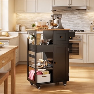 Behost 3-Tier Rolling Microwave Stand, Kitchen Storage Rack with