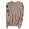 thumbnail image 5 of Cozy Sweaters for Women Long-Sleeve Lightweight Crewneck Sweater Camel XL, 5 of 6
