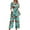 Lake Blue_Orange Flower, variant on Women's Capri Pajama Sets Short Sleeve Two-Piece Pjs V Neck Tops & Pants Printed Lounge Sets S-2XL