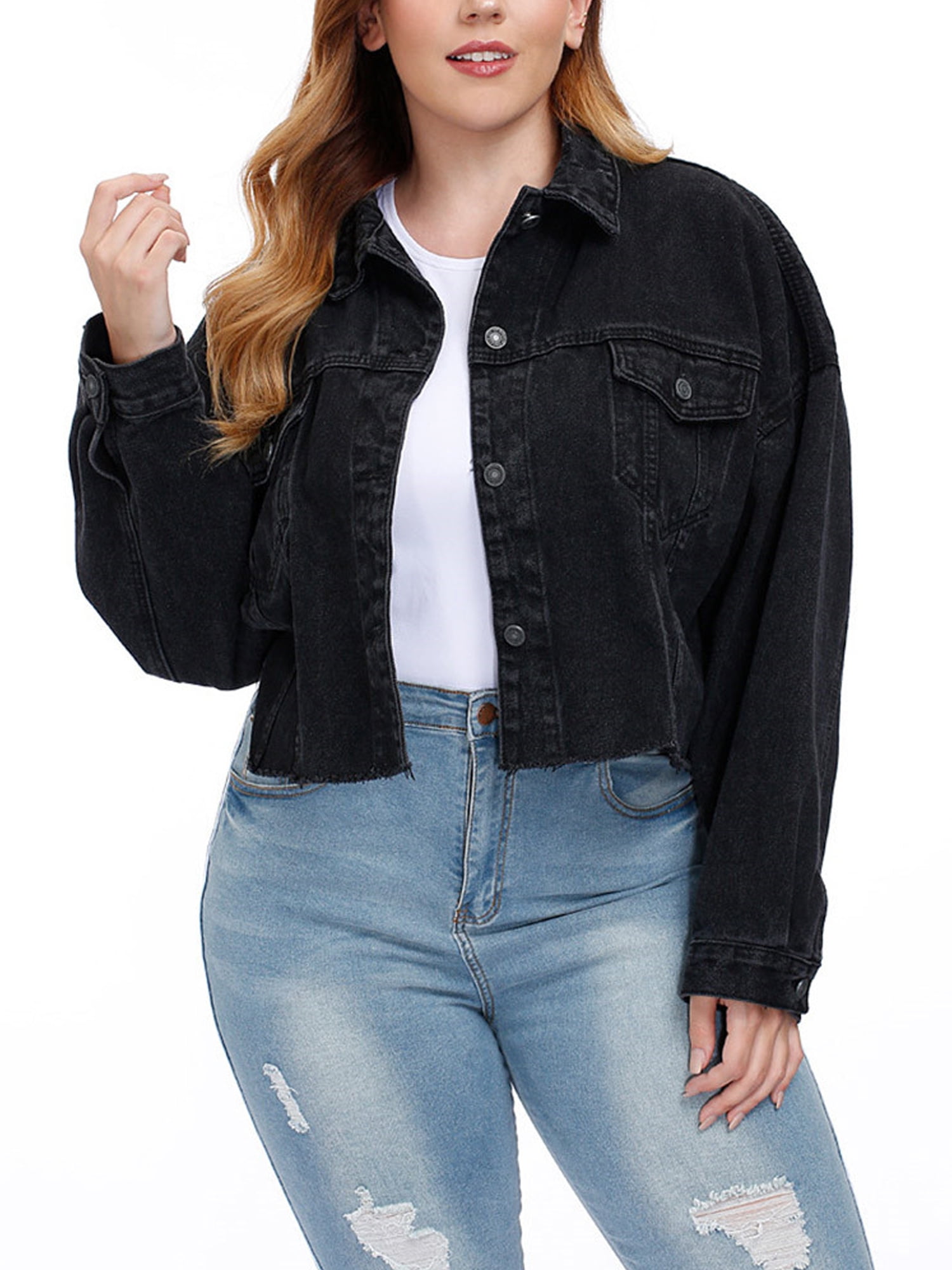 ladies black cropped jacket