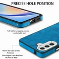 thumbnail image 4 of Mantto PU Leather Case for Samsung Galaxy A15, Soft TPU Bumper Fleece Lining Shockproof Cover for Galaxy A15, with SIM Card Slots Plating Buttons Slim Lightweight Case, Blue, 4 of 11
