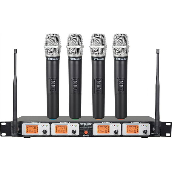GTD Audio UHF Wireless Microphone System with 4 Hand held mics 504H