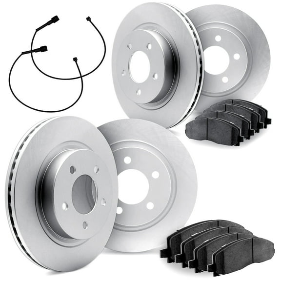 Dynamic Friction Company Front and Rear Brake Geospec Rotors with 5000 Euro Ceramic Brake Pads includes Sensor - 4634-12549