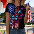 thumbnail image 2 of mgoYE 2XL T-Shirt for Women 250th Anniversary USA Shirt Women American Flag Shirts USA Flag Stars Stripes Graphic Blouse Patriotic Shirt 4th of July T Shirt Summer Tops Tee|Black XL, 2 of 7