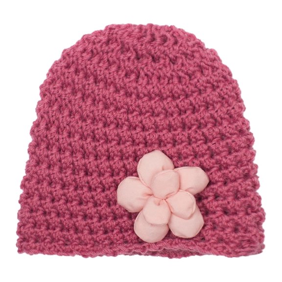 Xfvqtps Child Beanie Knitted Crochet Flower Cute Kawaii Windproof Coldproof Warm Outdoor Fall Winter Skull Cap Watermelon Red
