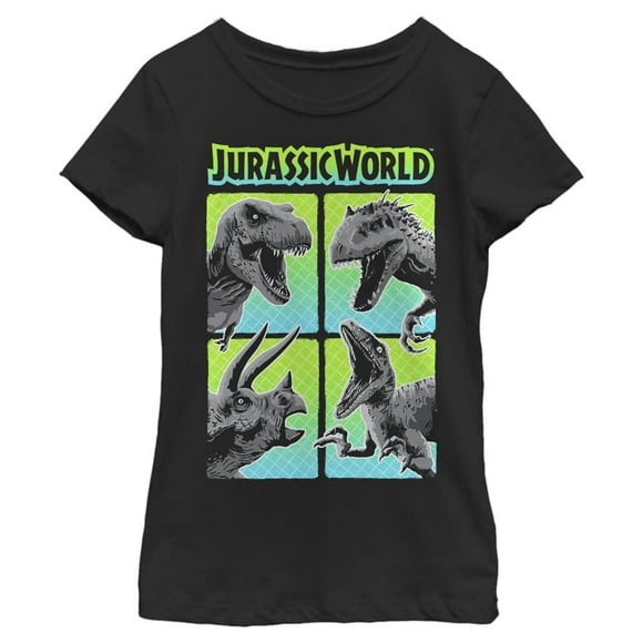 Jurassic World T-Shirt pour Filles Noir, Grand