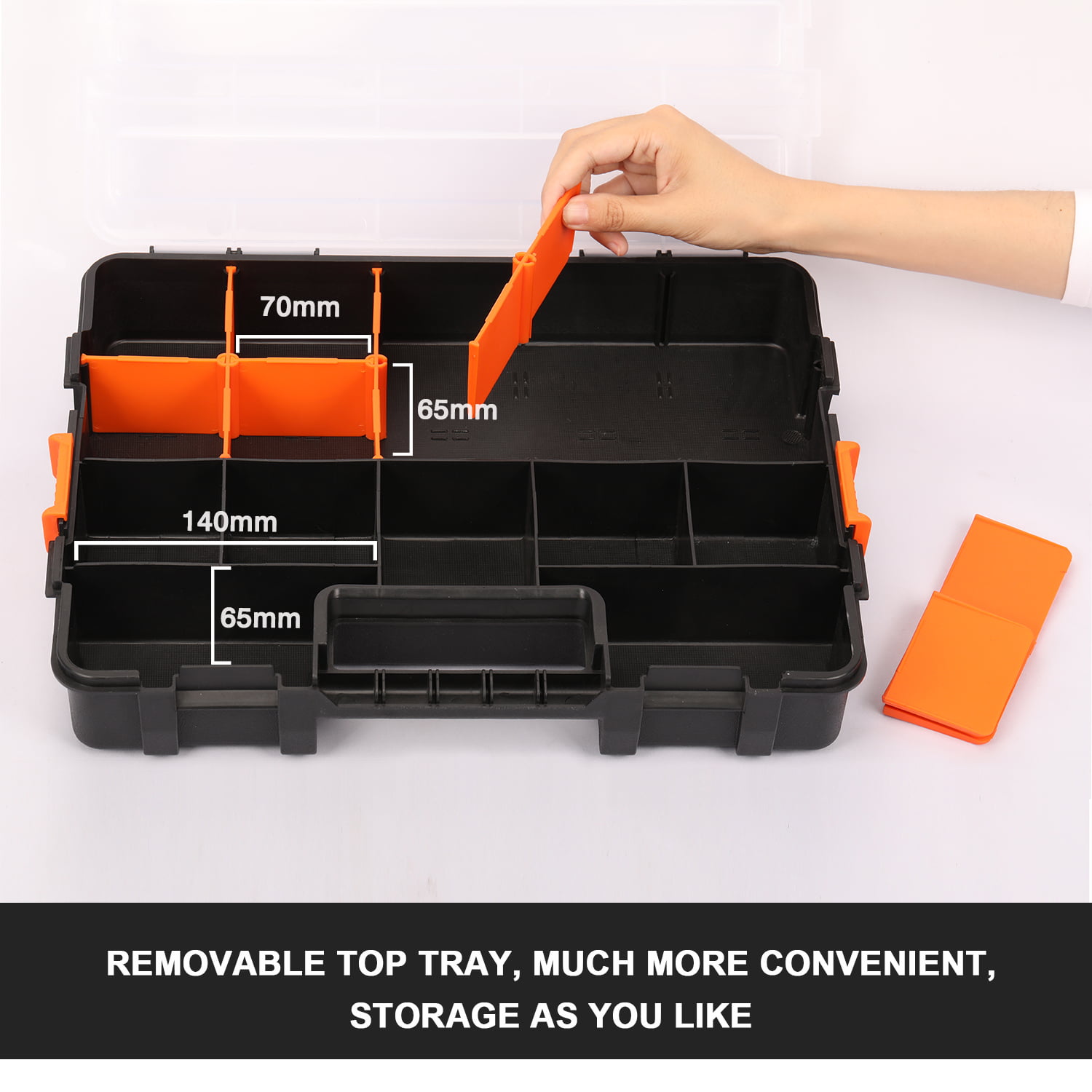 Inhemi Home Tool Part Storage Box, Small Parts Tool Box Organizer, Plastic Two-Layer Components Storage Case for Nails, Screws, and Bolts