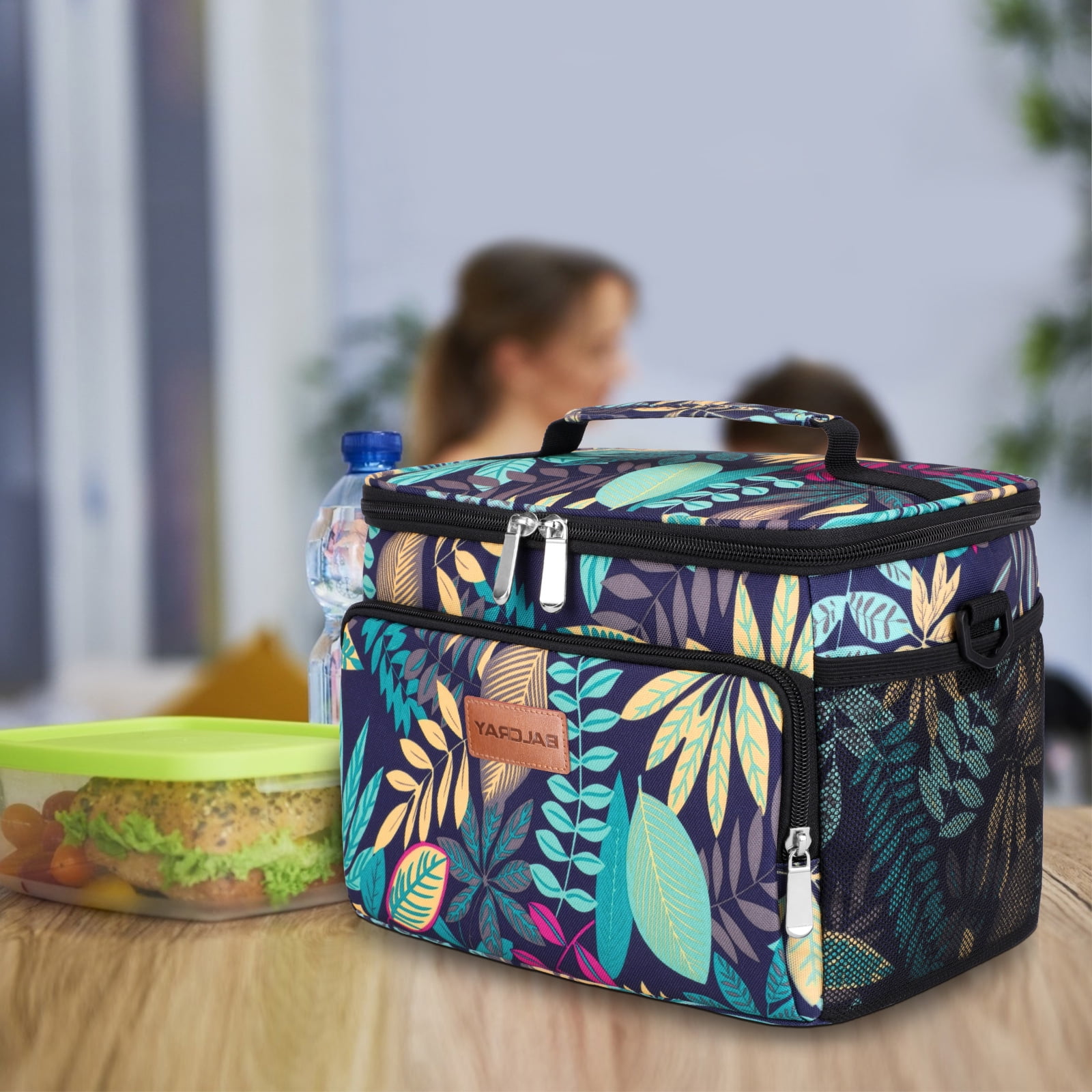 Flywind Women Polyester Lunch Bag, Wide Open Insulated  Cooler Bag Water Lunch Bag - Lunch Bag