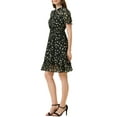 thumbnail image 4 of Allegra K Women's Floral Ruffle Hem Short Sleeve A-Line Smocked Chiffon Dress M Black, 4 of 7
