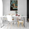 thumbnail image 2 of Mudket Leopard on Emerald Green Velvet Sofa Canvas Wall Art, Vintage French Luxury Wall Pictures for Living Room Print for Apartment Home Decor , Framed Ready to Hang - 12"L x 8"W, 2 of 9