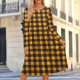 thumbnail image 2 of Noric Women's Crew Neck Long Sleeve Midi Dresses Pleated Swing Casual with Pockets Classic Plaid Print Relaxed Fit Dresses, 2 of 8