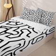thumbnail image 3 of Homewish Abstract Wavy Stripes Zipper Twin Comforter Sets with Fitted Sheet and 2 Pillowcases,Contemporary Artwork Zipper Bedding Set,White Black,Reversible,4pcs, 3 of 8