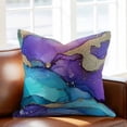 thumbnail image 2 of Abstract Art Throw Pillow Cover Purple Gold Gradient Marble Texture Cotton Linen Cushion Cover Throw Pillow Case with Invisible Zipper for Couch Sofa Bed Chair Car 24x24 Inch, 2 of 14
