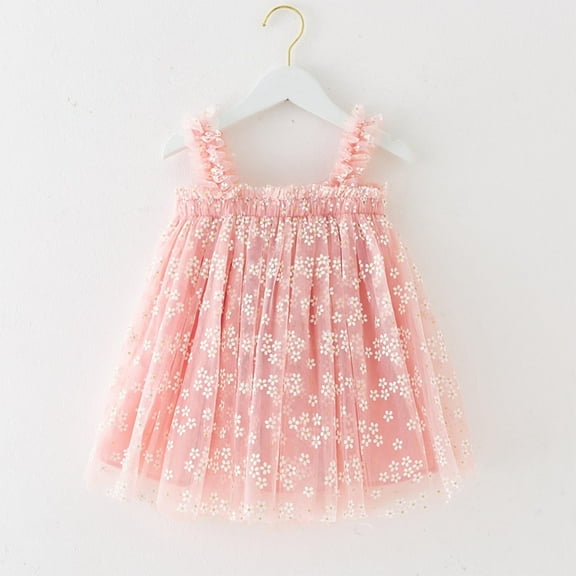 Spazoro Toddler Baby Girls Dress Skirts, Suspenders Flower Princess Pageant Party Birthday Wedding 2025 Saving Mesh Dresses for Child Girls Pink Size 4 T