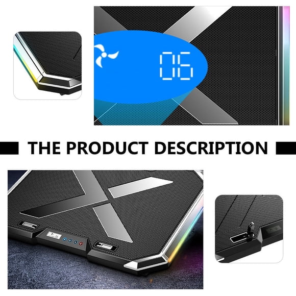 RENACLIPY Laptop Cooler Cooling Pad with Rgb LED Fan Quiet USB Powered Adjustable Stand for Computer Use
