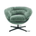 thumbnail image 4 of Silla de oficina de chenilla moderna, silla de acento giratoria de 360 ° con cojín extraíble, silla de oficina redonda, base de metal negro, 4 of 5