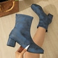 thumbnail image 6 of Xiaoxatg Women's Mid-Calf Boots Winter Leather Solid Color Casual Comfort with Temperament Mid Heel Back Zipper Design 9 Blue, 6 of 8