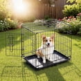 thumbnail image 6 of Single Double Door Portable Dog Cage Metal Wire Pet Kennel Secure Lock Leak-Proof Tray Foldable For Indoor Outdoor Training Travel, 6 of 7