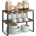 thumbnail image 1 of 2 Pack Cabinet Organizer Shelf, Kitchen Counter Shelves, Kitchen Storage, Spice Rack, Stackable, Expandable, Metal and Engineered Wood, Ink Black and Rustic Brown, 1 of 9