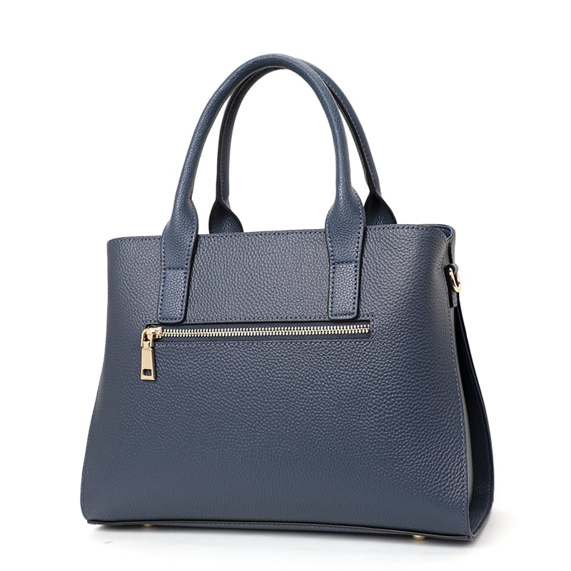 Genuine leather crocodile-patterned handbag detachable shoulder strap cross-body shoulder bag large capacity women's purse (blue)