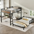 thumbnail image 3 of Bellemave Full Over Full Bunk Bed, Separable Bunk Beds Frame with Headboard and Rails, Bunk Beds Can Turns Into Loft Bed and Platform Bed for 2 People (Walnut+Black）, 3 of 8