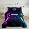 thumbnail image 2 of Gaming Comforter Teen Game Bedding Set Gamer Comforter For All Season Gamepad Home Decor For Duvet Insert,1 Comforter 1 Pillowcase Purple Blue Black Hexagon, 2 of 7